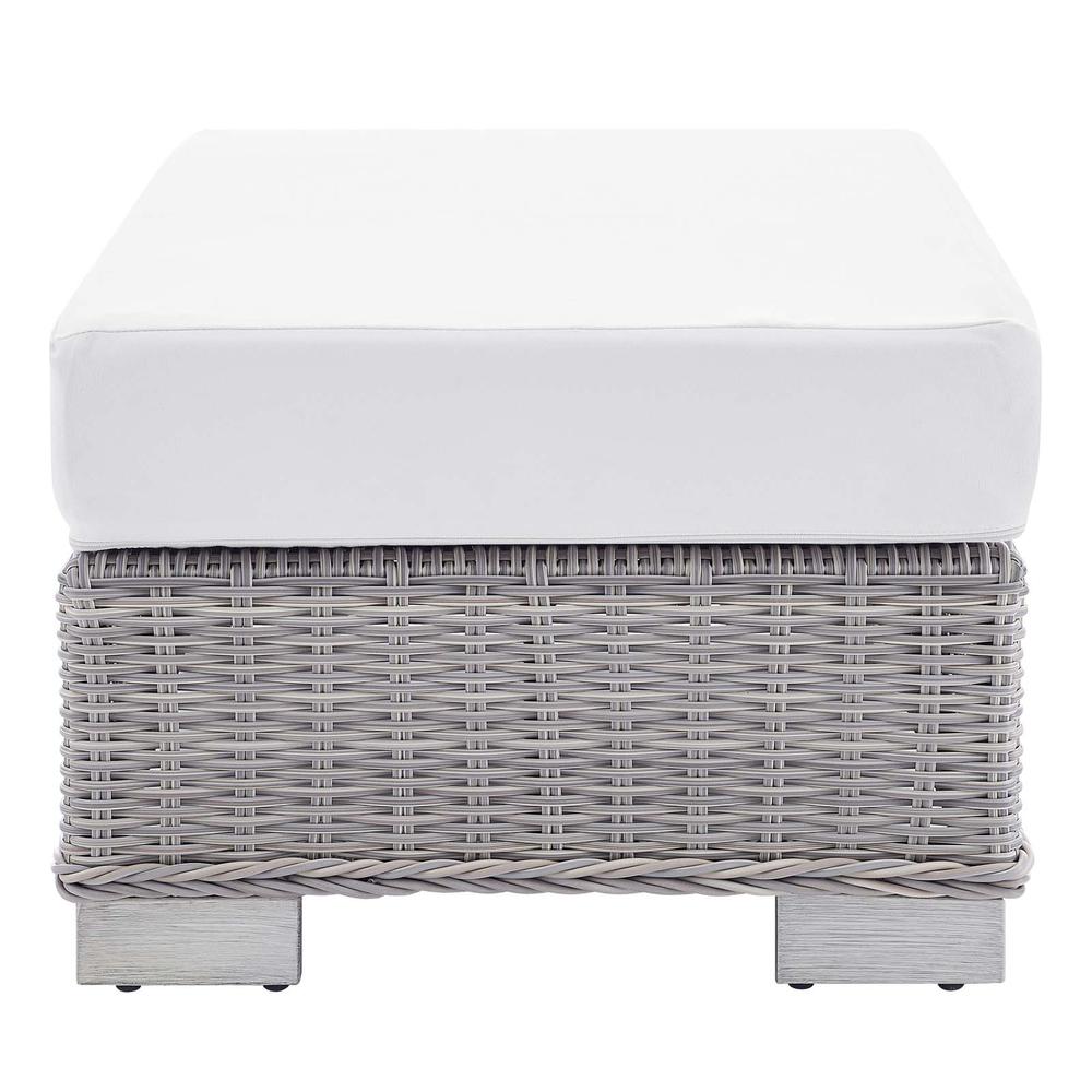 Conway Sunbrella® Outdoor Patio Wicker Rattan 5-Piece Furniture Set - Light Gray White EEI-4361-LGR-WHI. Picture 7