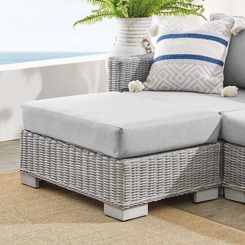 Conway Sunbrella® Outdoor Patio Wicker Rattan 6-Piece Furniture Set - Light Gray Gray EEI-4363-LGR-GRY. Picture 11