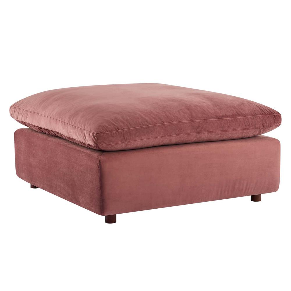 Commix Down Filled Overstuffed Performance Velvet Ottoman. Picture 1