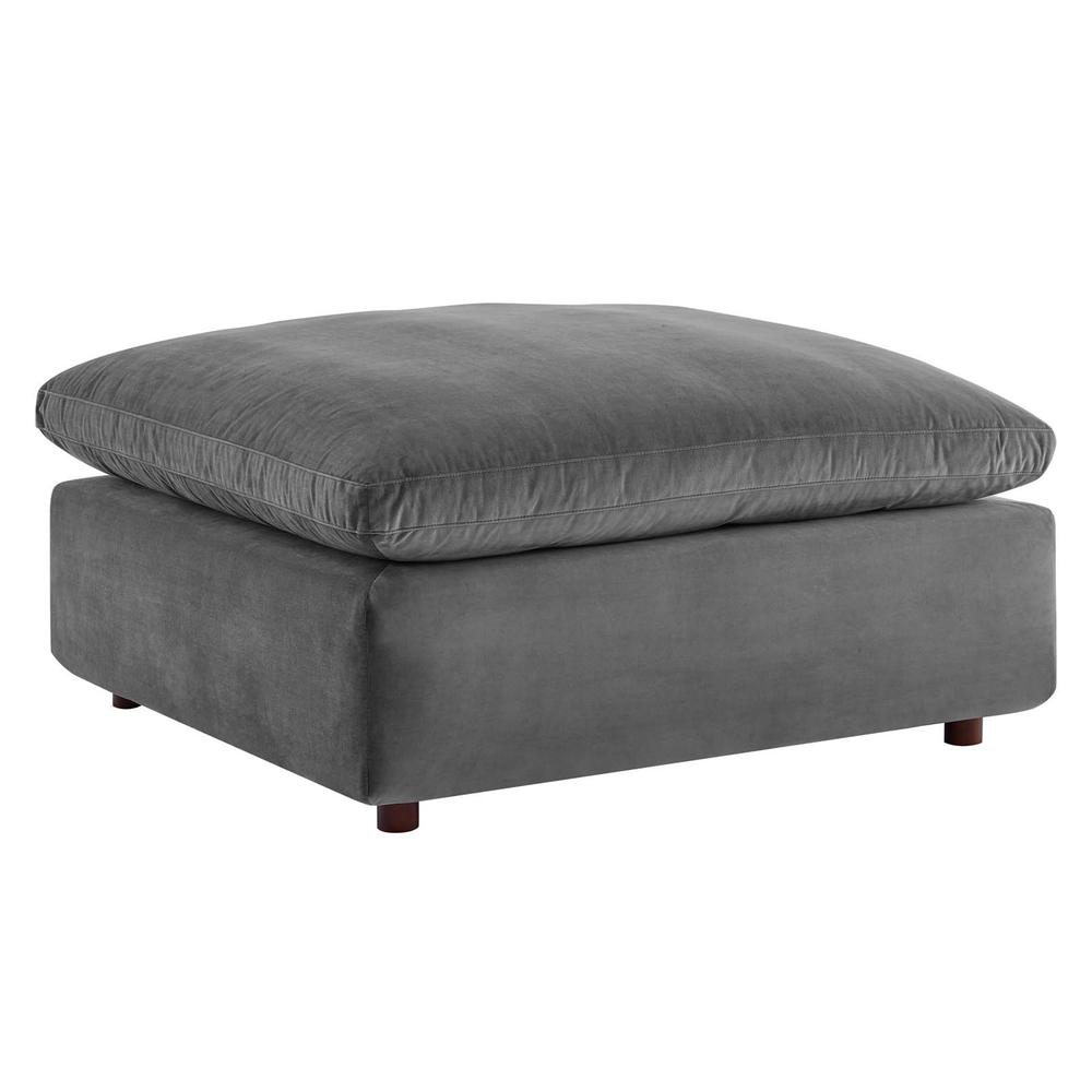 Commix Down Filled Overstuffed Performance Velvet Ottoman. Picture 1