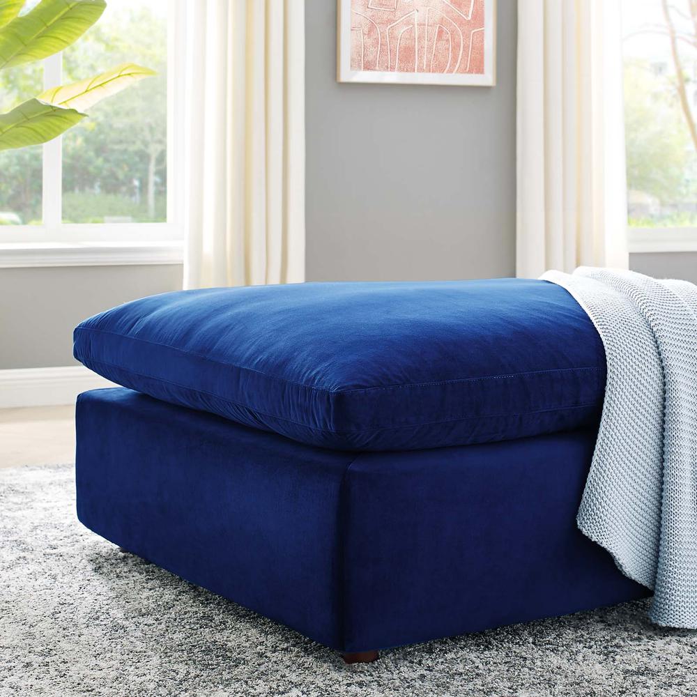 Commix Down Filled Overstuffed Performance Velvet Ottoman. Picture 6