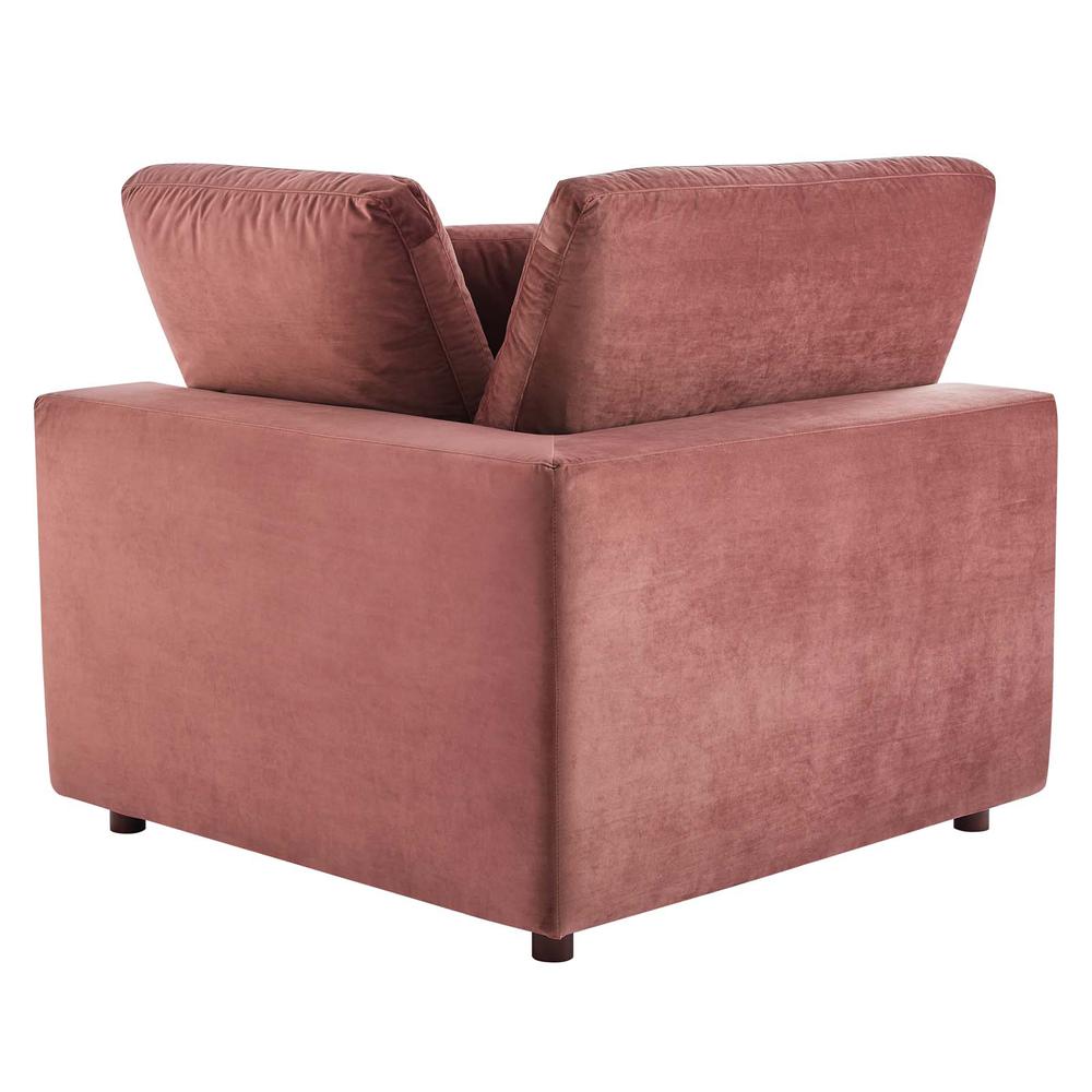 Commix Down Filled Overstuffed Performance Velvet Corner Chair - Dusty Rose EEI-4366-DUS. Picture 2