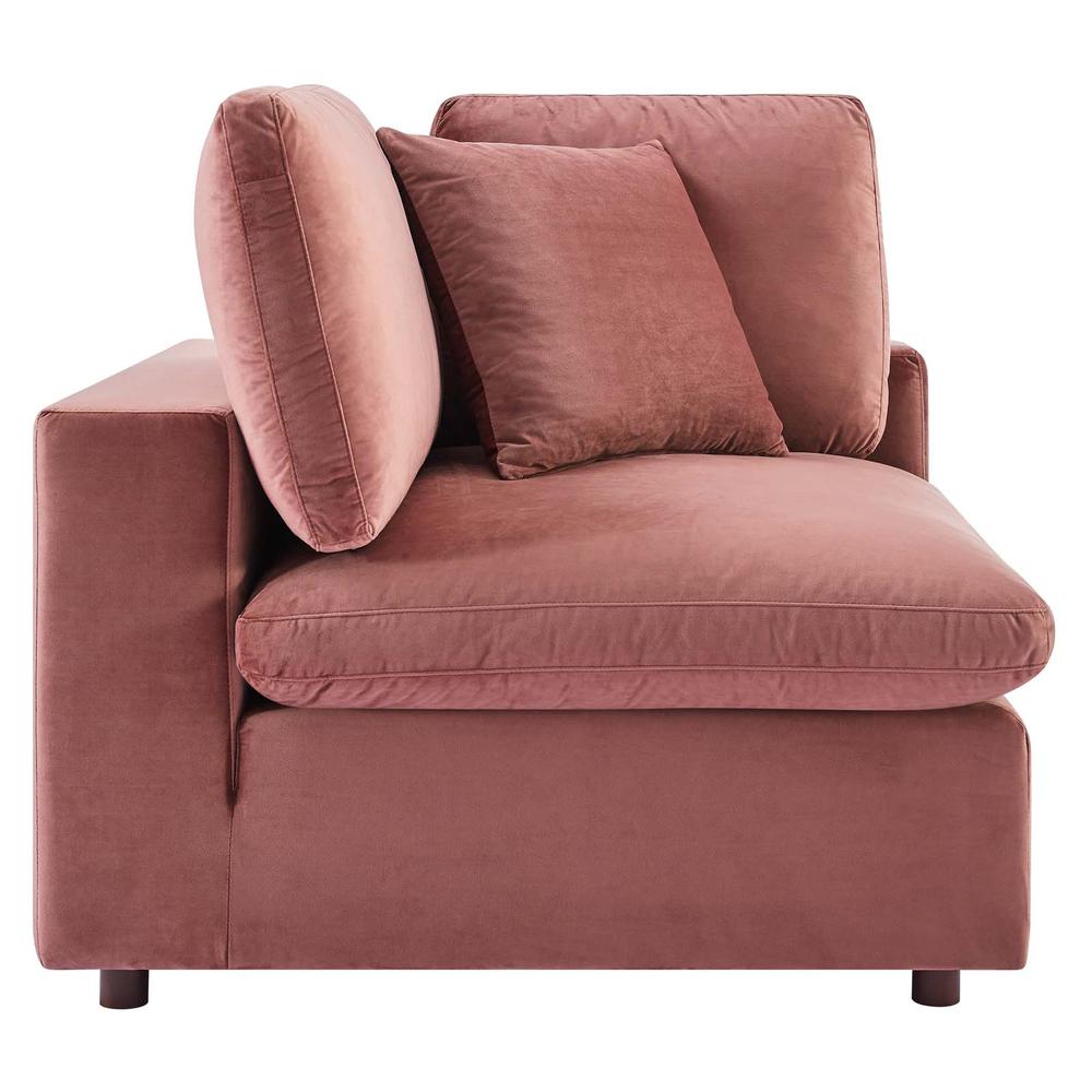 Commix Down Filled Overstuffed Performance Velvet Corner Chair - Dusty Rose EEI-4366-DUS. Picture 3