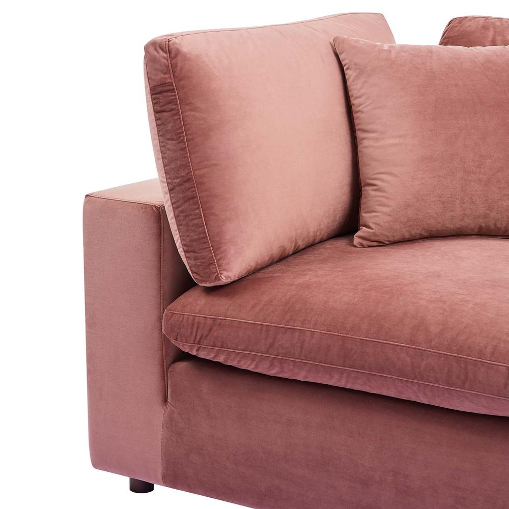 Commix Down Filled Overstuffed Performance Velvet Corner Chair - Dusty Rose EEI-4366-DUS. Picture 4
