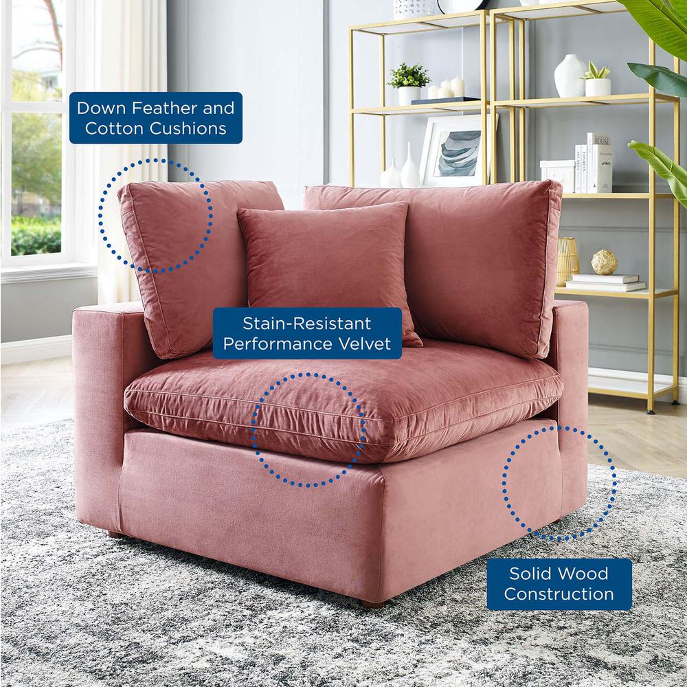 Commix Down Filled Overstuffed Performance Velvet Corner Chair - Dusty Rose EEI-4366-DUS. Picture 5
