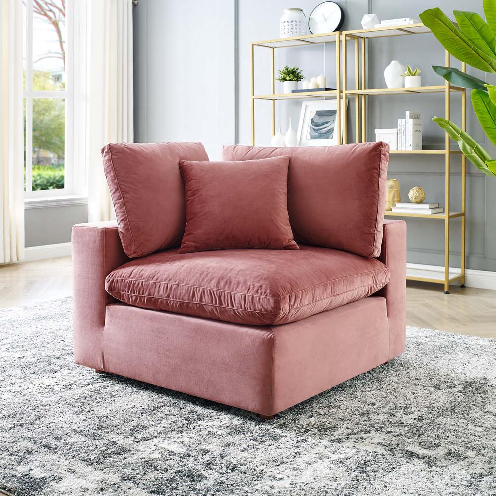 Commix Down Filled Overstuffed Performance Velvet Corner Chair - Dusty Rose EEI-4366-DUS. Picture 7