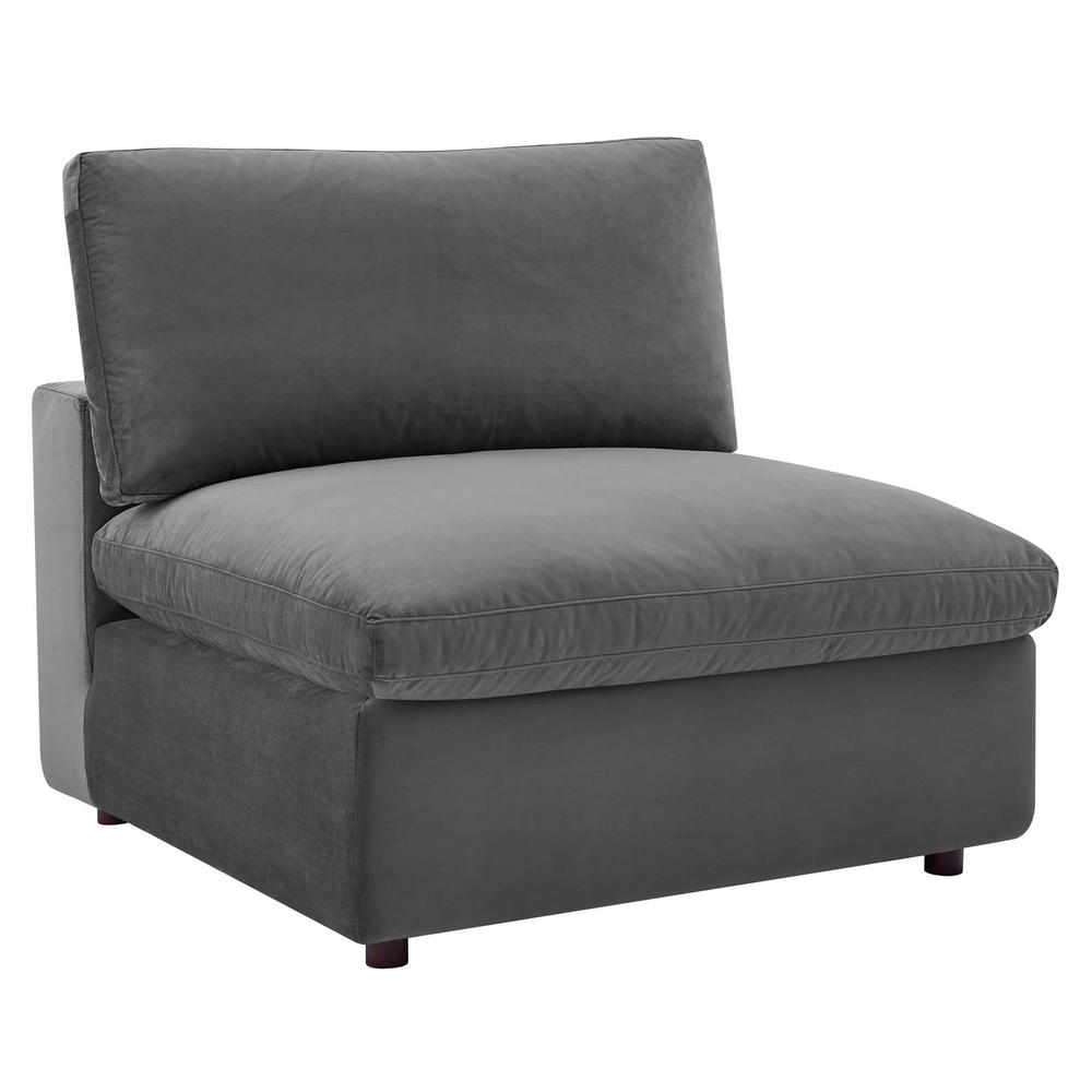 Commix Down Filled Overstuffed Performance Velvet Armless Chair. Picture 1