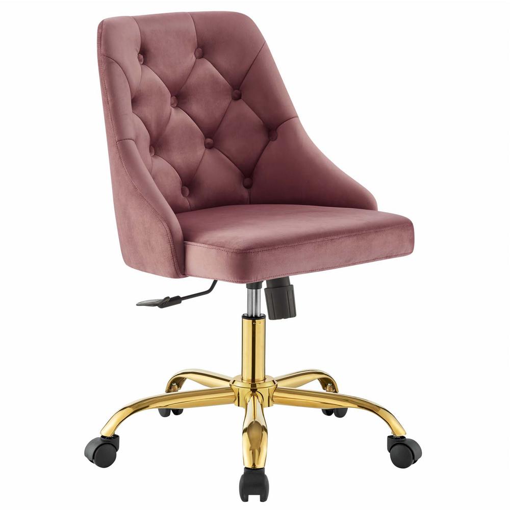 Distinct Tufted Swivel Performance Velvet Office Chair. Picture 1