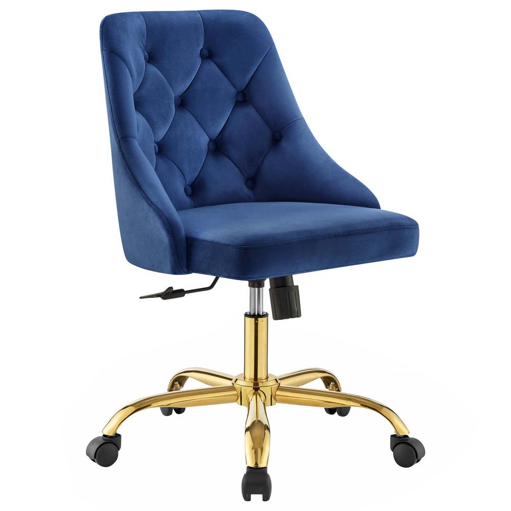 Distinct Tufted Swivel Performance Velvet Office Chair. Picture 1