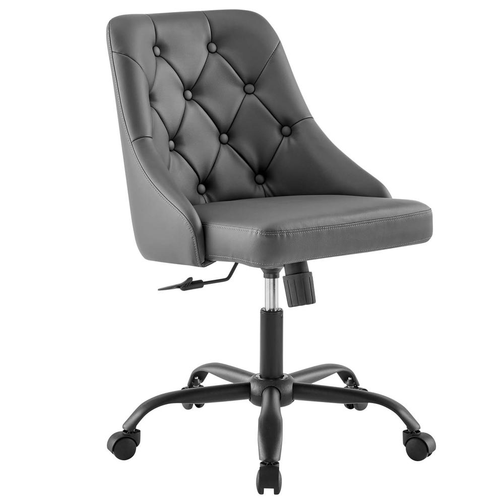 Distinct Tufted Swivel Vegan Leather Office Chair. Picture 1