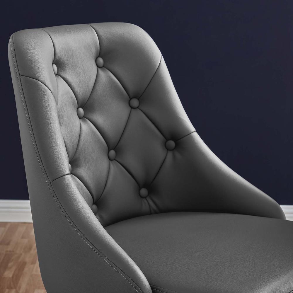 Distinct Tufted Swivel Vegan Leather Office Chair. Picture 7