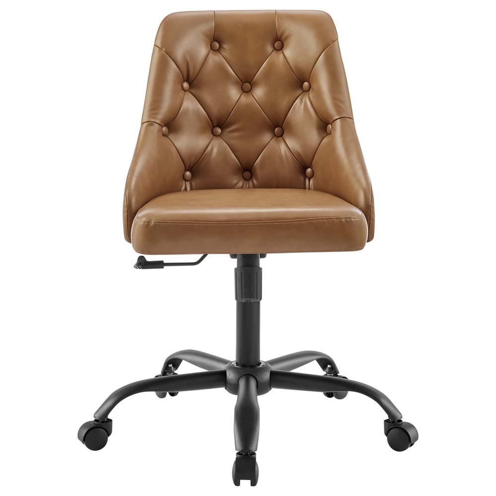 Distinct Tufted Swivel Vegan Leather Office Chair. Picture 4
