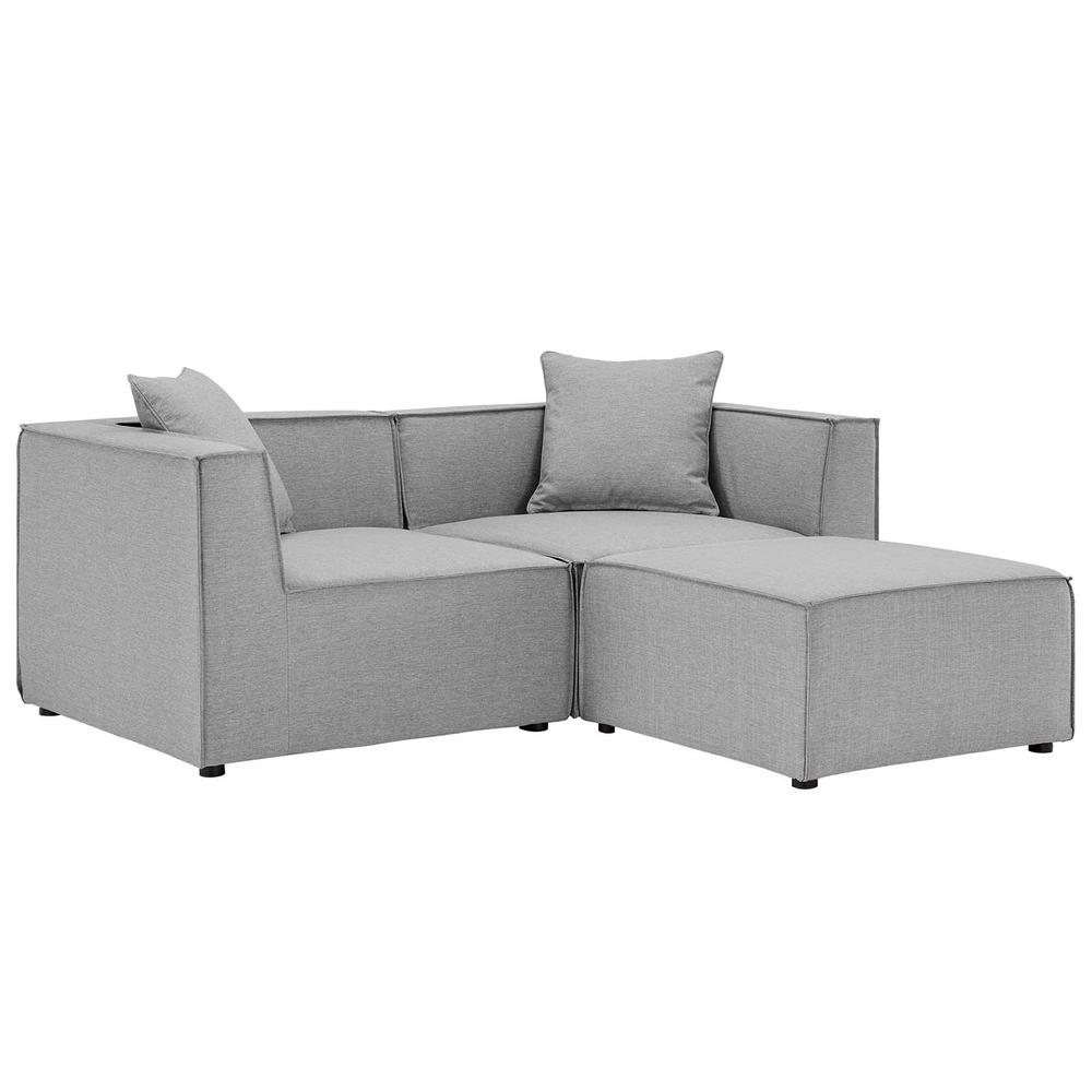 Saybrook Outdoor Patio Upholstered Loveseat and Ottoman Set. Picture 1
