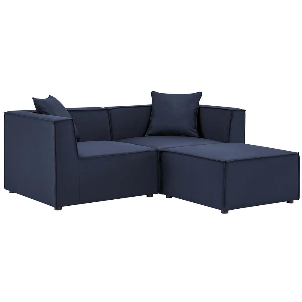 Saybrook Outdoor Patio Upholstered Loveseat and Ottoman Set. Picture 1