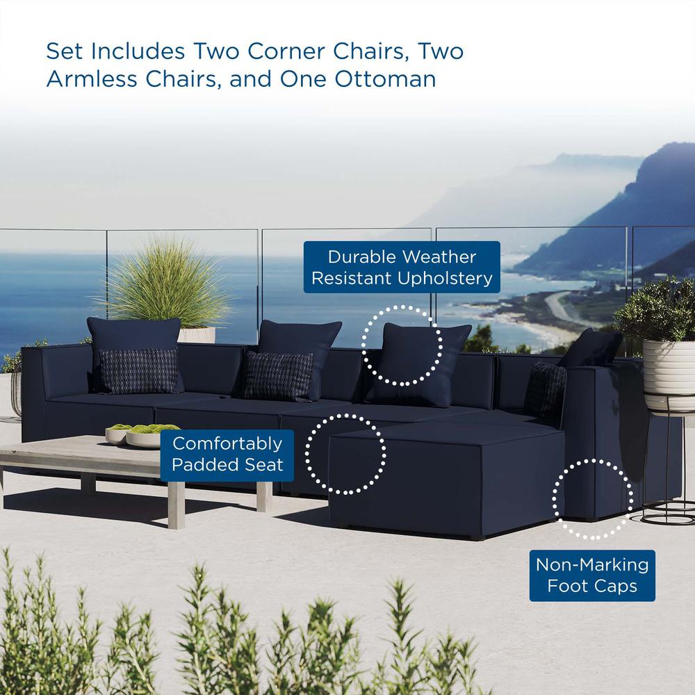 Saybrook Outdoor Patio Upholstered 5-Piece Sectional Sofa. Picture 10