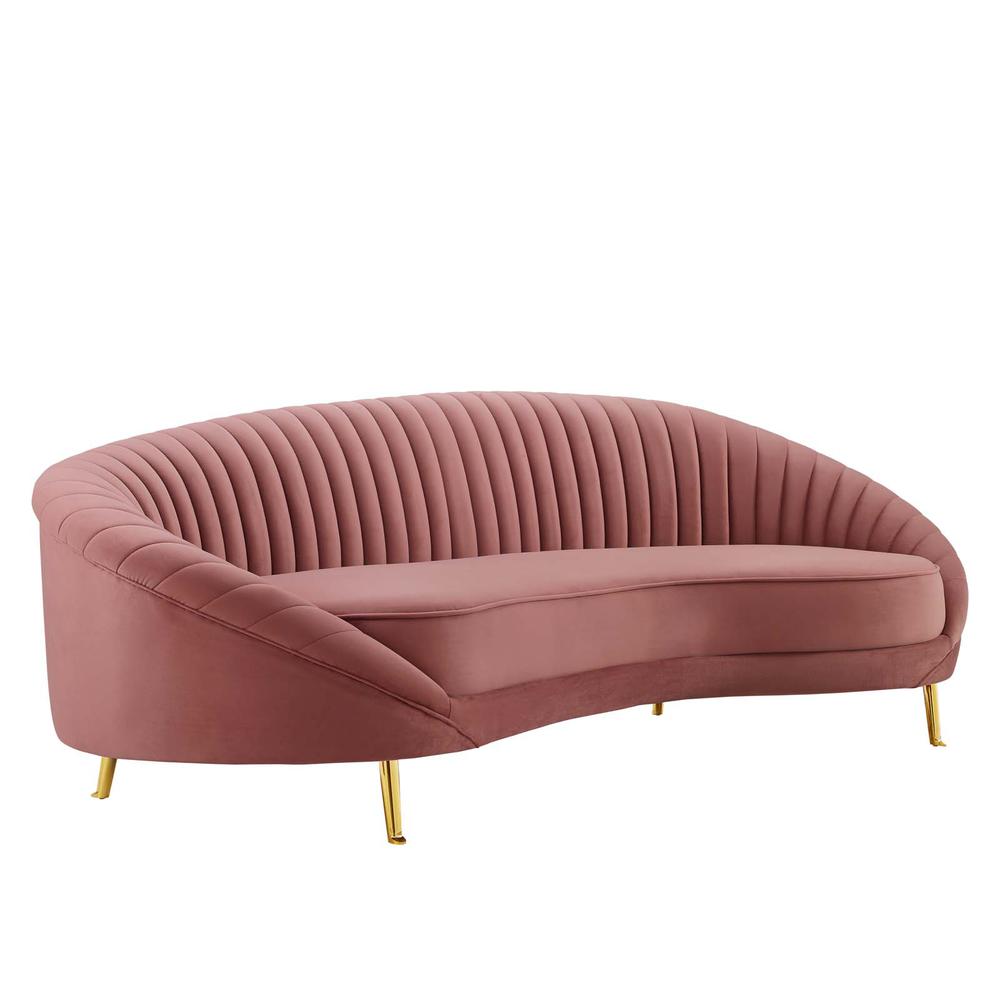 Camber Channel Tufted Performance Velvet Sofa - Dusty Rose EEI-4405-DUS. Picture 1