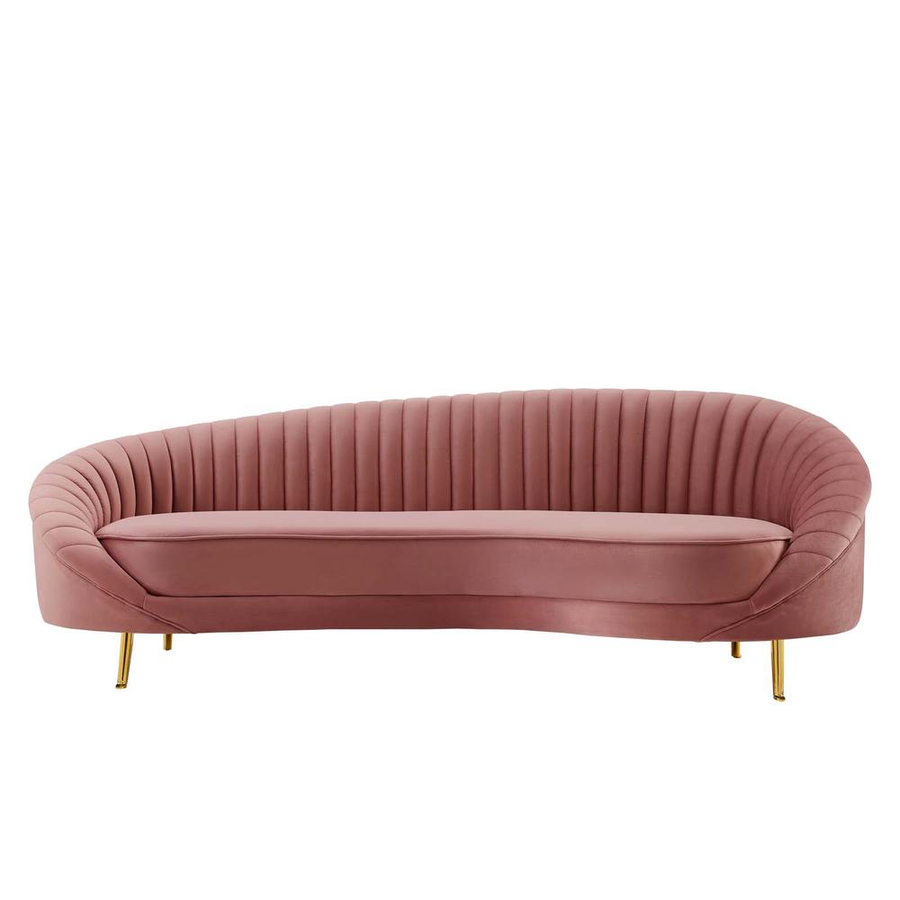Camber Channel Tufted Performance Velvet Sofa - Dusty Rose EEI-4405-DUS. Picture 4