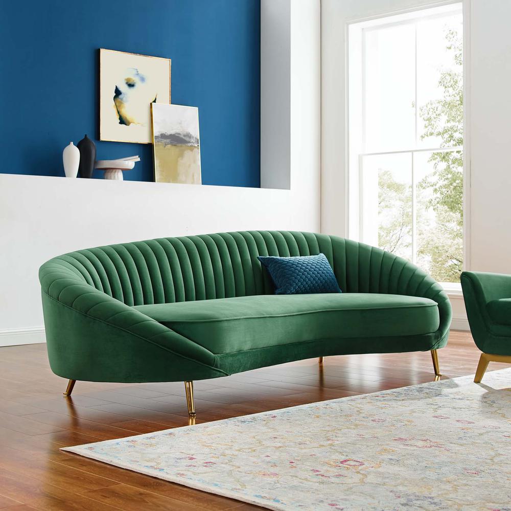 Camber Channel Tufted Performance Velvet Sofa - Emerald EEI-4405-EME. Picture 8
