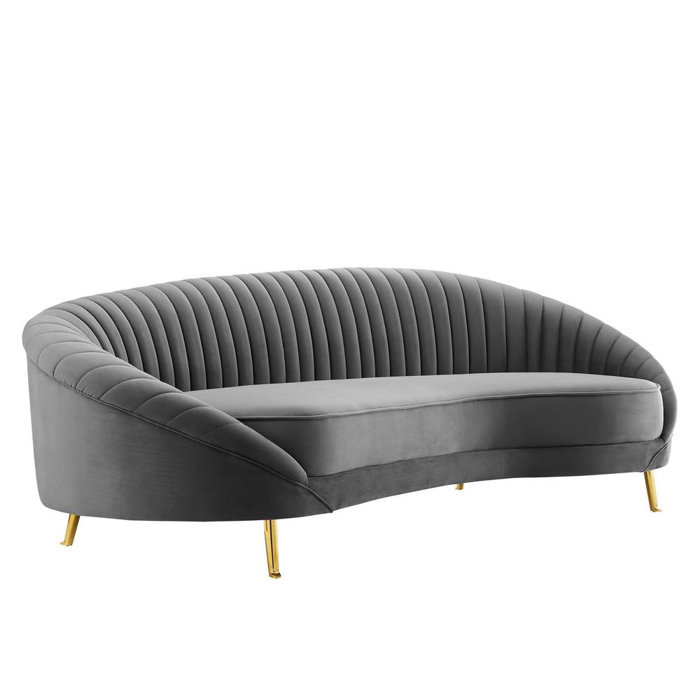 Camber Channel Tufted Performance Velvet Sofa. Picture 1