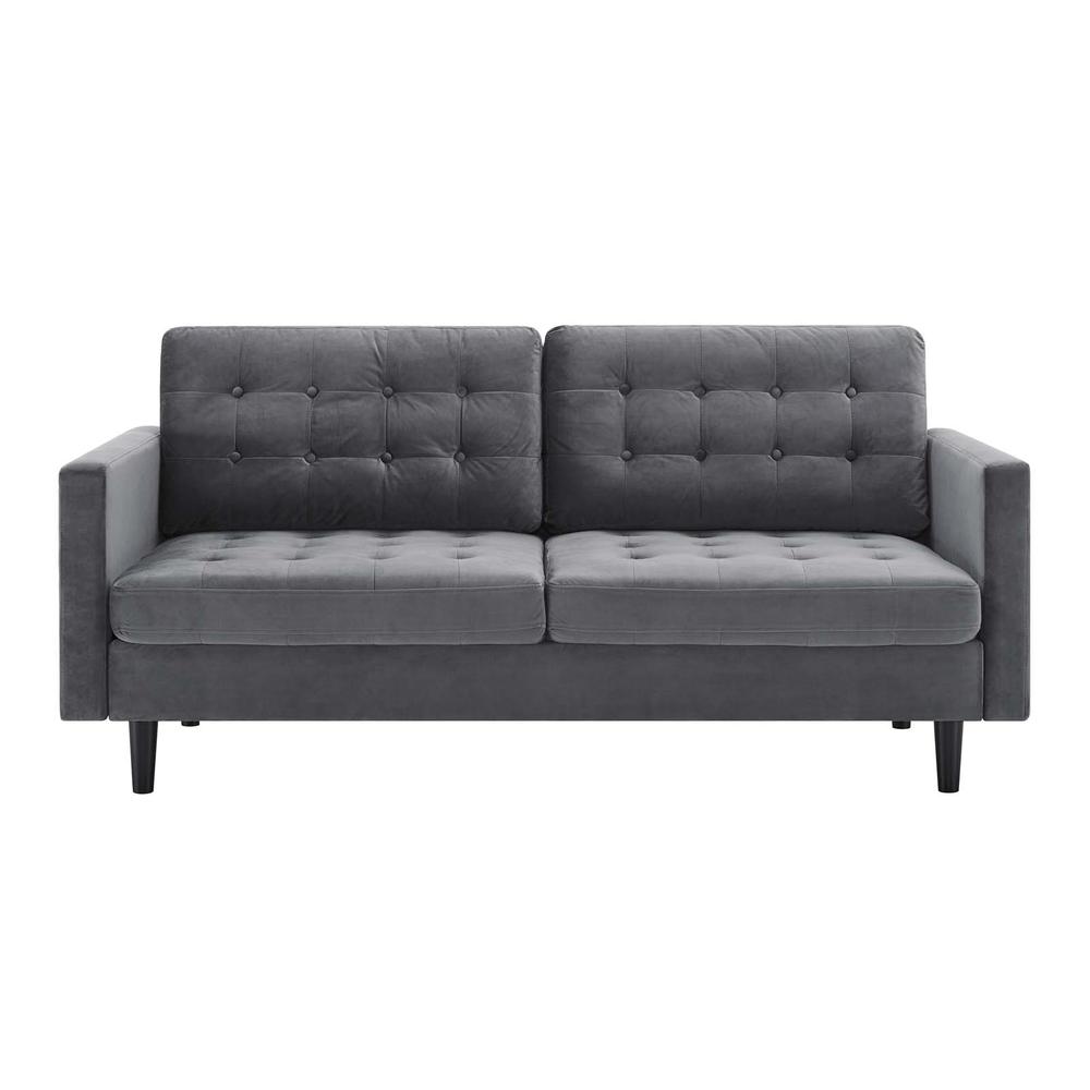 Exalt Tufted Performance Velvet Sofa - Gray EEI-4444-GRY. Picture 4