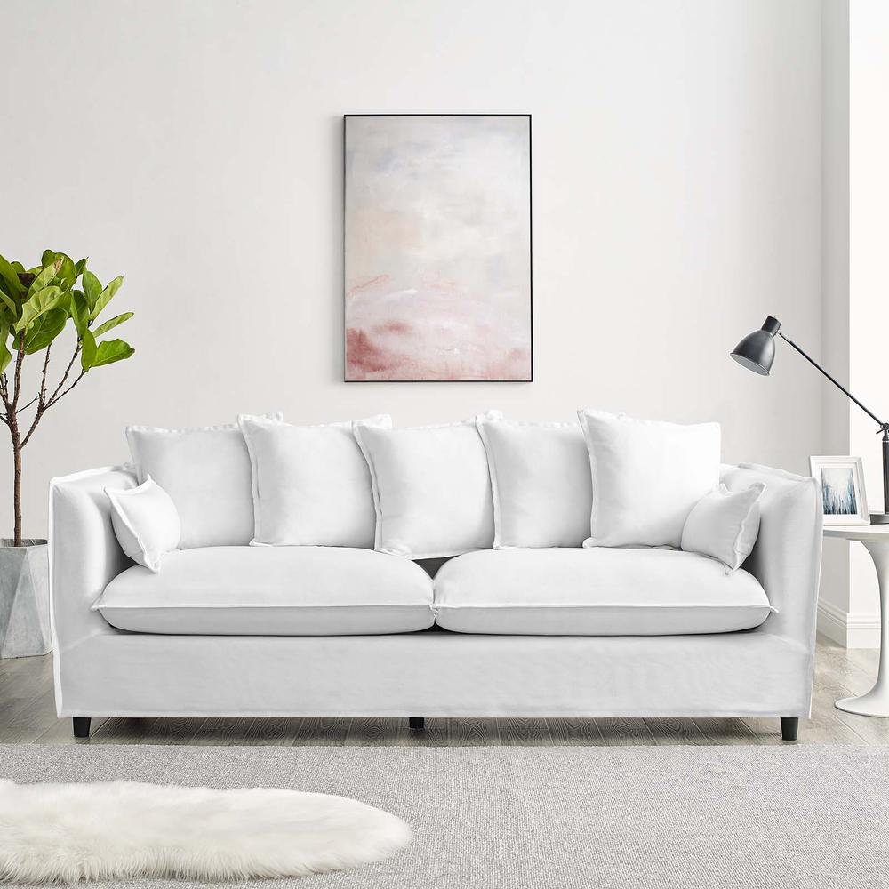 Avalon Slipcover Fabric Sofa - White EEI-4449-WHI. Picture 11