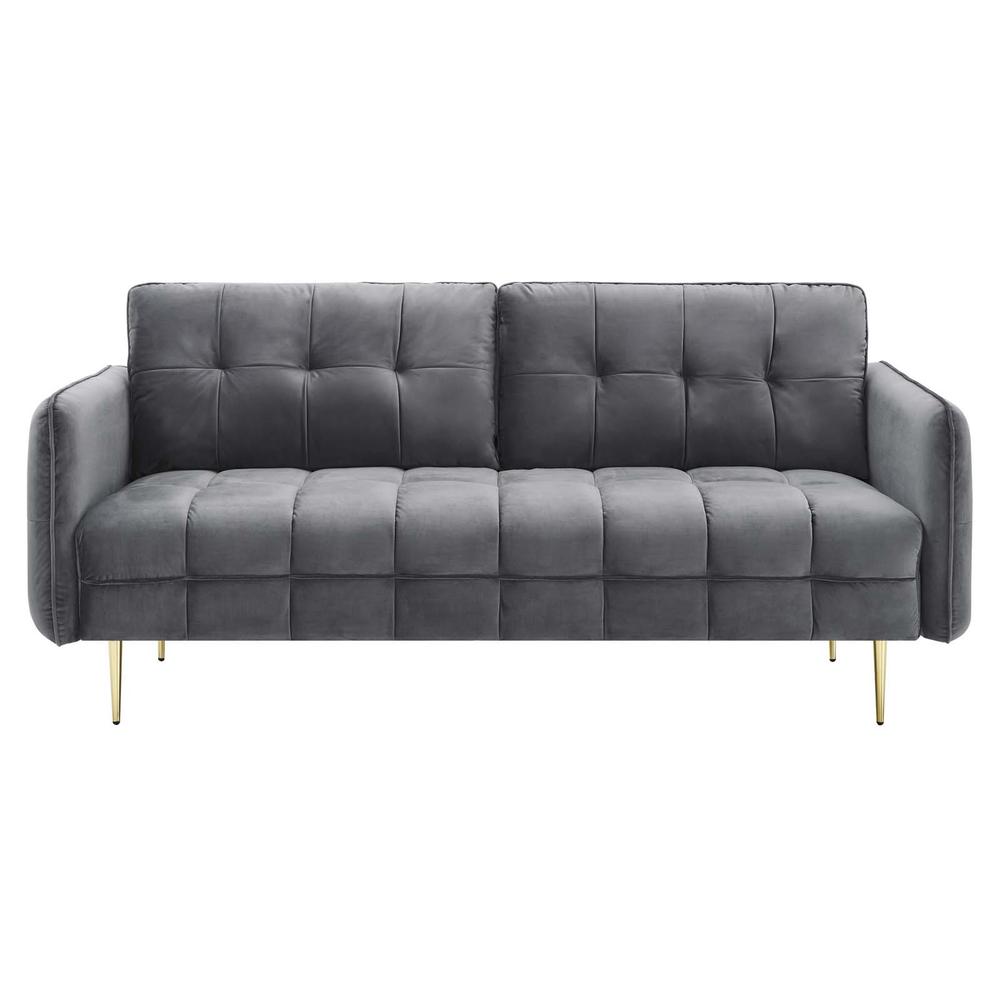 Cameron Tufted Performance Velvet Sofa - Gray EEI-4450-GRY. Picture 4