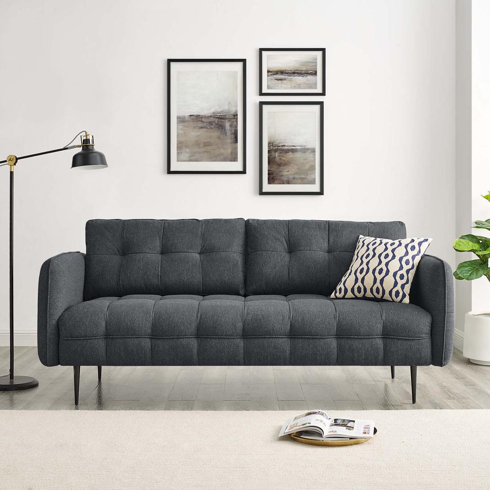 Cameron Tufted Fabric Sofa - Charcoal EEI-4451-CHA. Picture 9