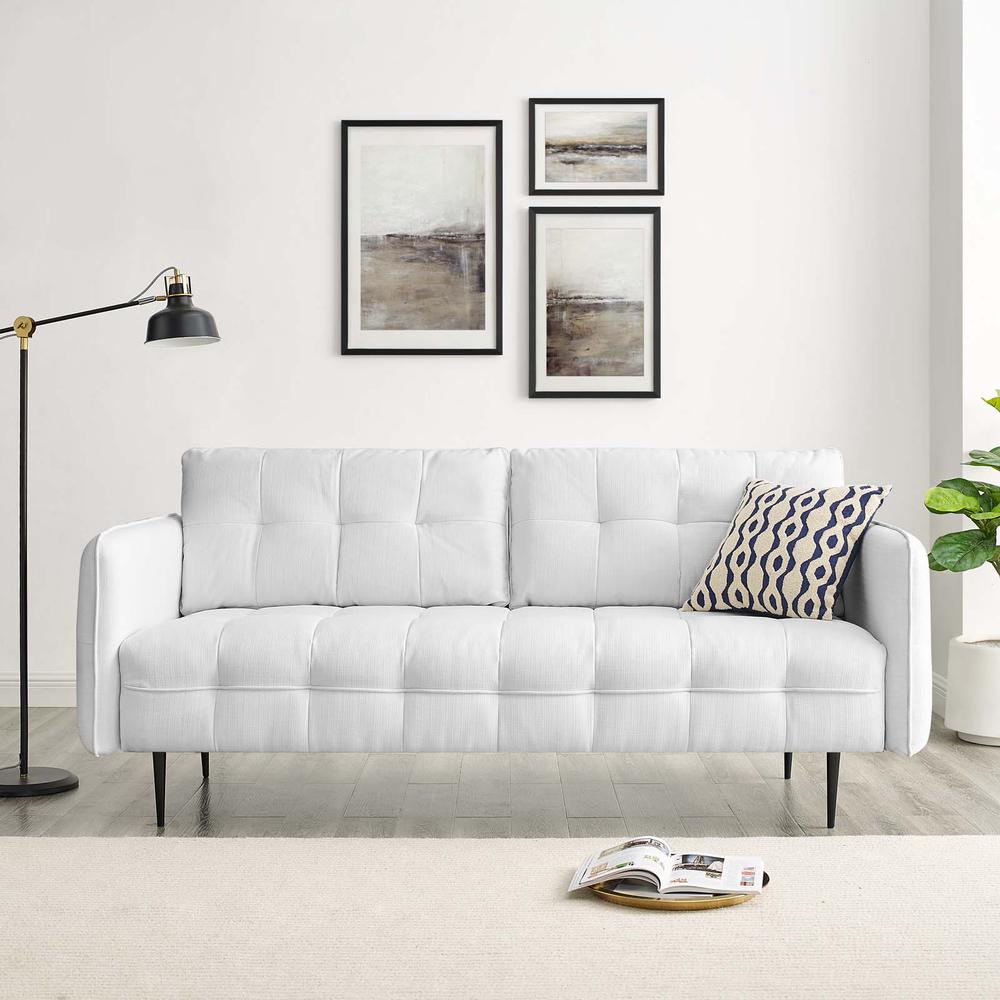 Cameron Tufted Fabric Sofa - White EEI-4451-WHI. Picture 10