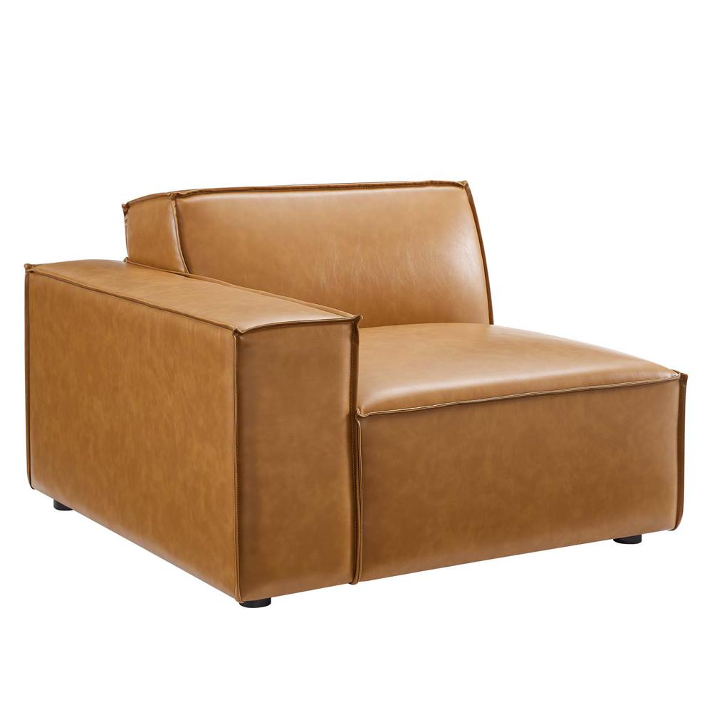 Restore Left-Arm Vegan Leather Sectional Sofa Chair - Tan EEI-4492-TAN. The main picture.