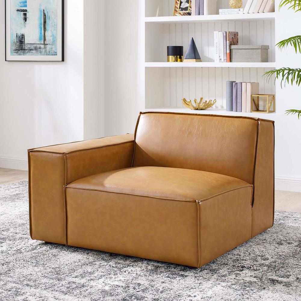 Restore Left-Arm Vegan Leather Sectional Sofa Chair - Tan EEI-4492-TAN. Picture 8