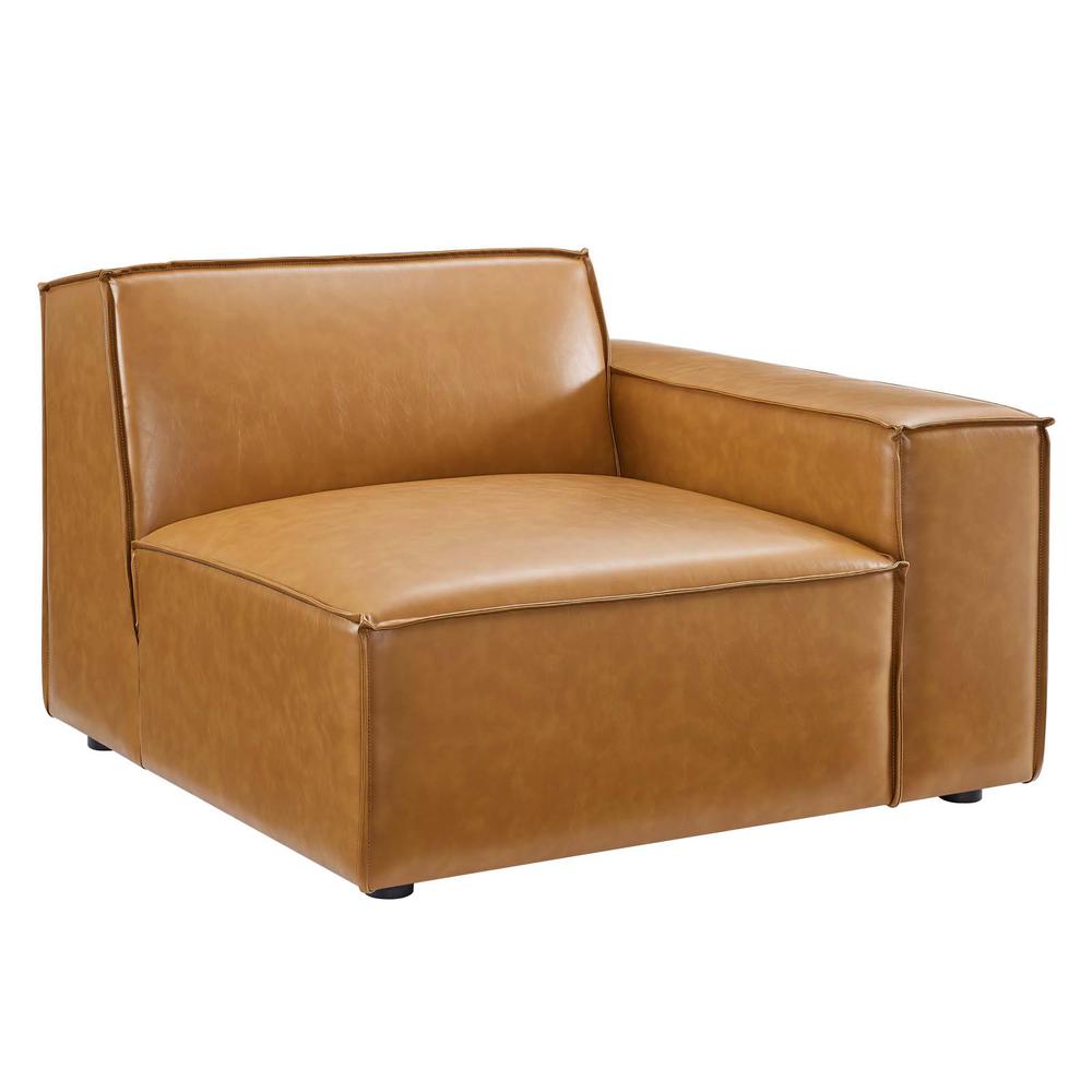 Restore Right-Arm Vegan Leather Sectional Sofa Chair - Tan EEI-4493-TAN. Picture 1