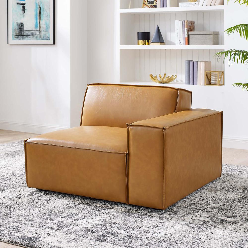 Restore Right-Arm Vegan Leather Sectional Sofa Chair - Tan EEI-4493-TAN. Picture 8