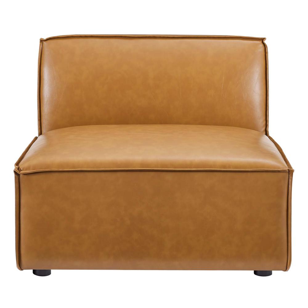 Restore Vegan Leather Sectional Sofa Armless Chair - Tan EEI-4495-TAN. Picture 4