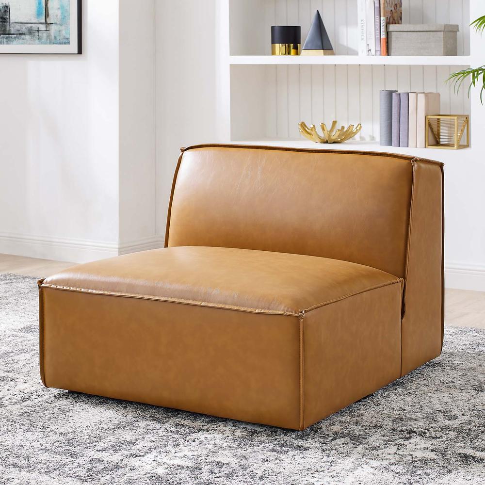 Restore Vegan Leather Sectional Sofa Armless Chair - Tan EEI-4495-TAN. Picture 8