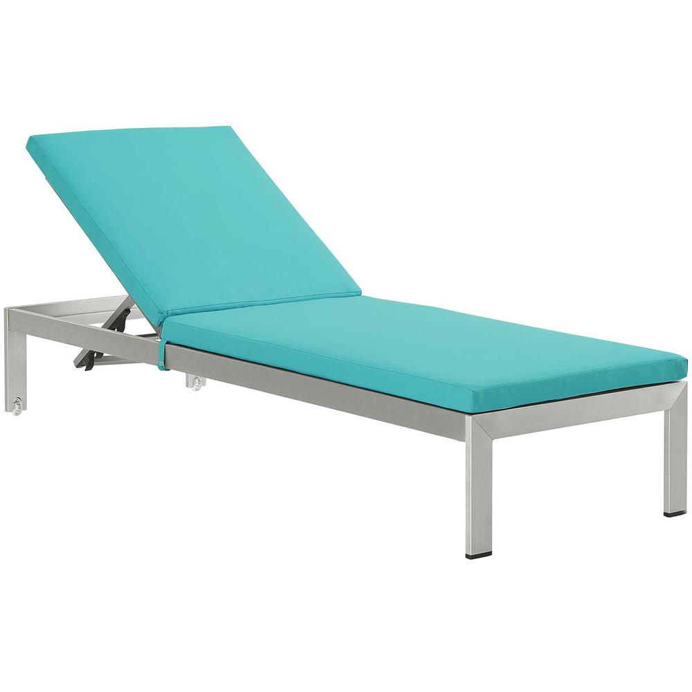Shore Outdoor Patio Aluminum Chaise with Cushions. Picture 1