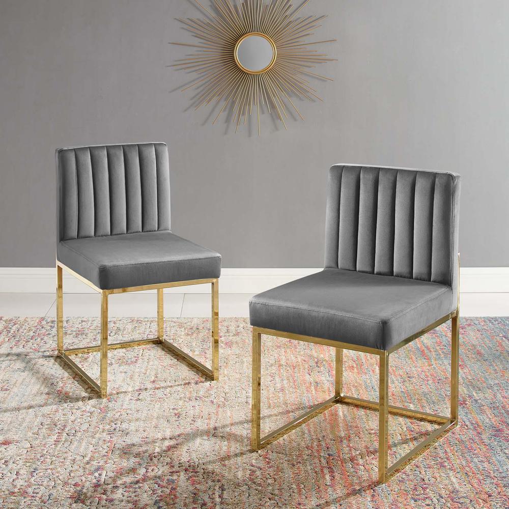 Carriage Dining Chair Performance Velvet Set of 2. Picture 7