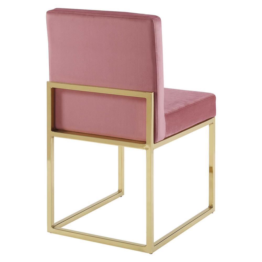 Carriage Dining Chair Performance Velvet Set of 2 - Gold Dusty Rose EEI-4507-GLD-DUS. Picture 4