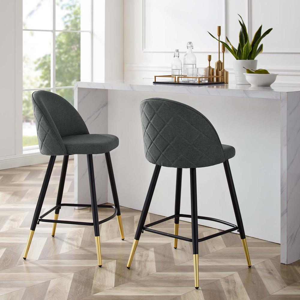 Cordial Fabric Counter Stools - Set of 2 - Gray EEI-4528-GRY. Picture 9