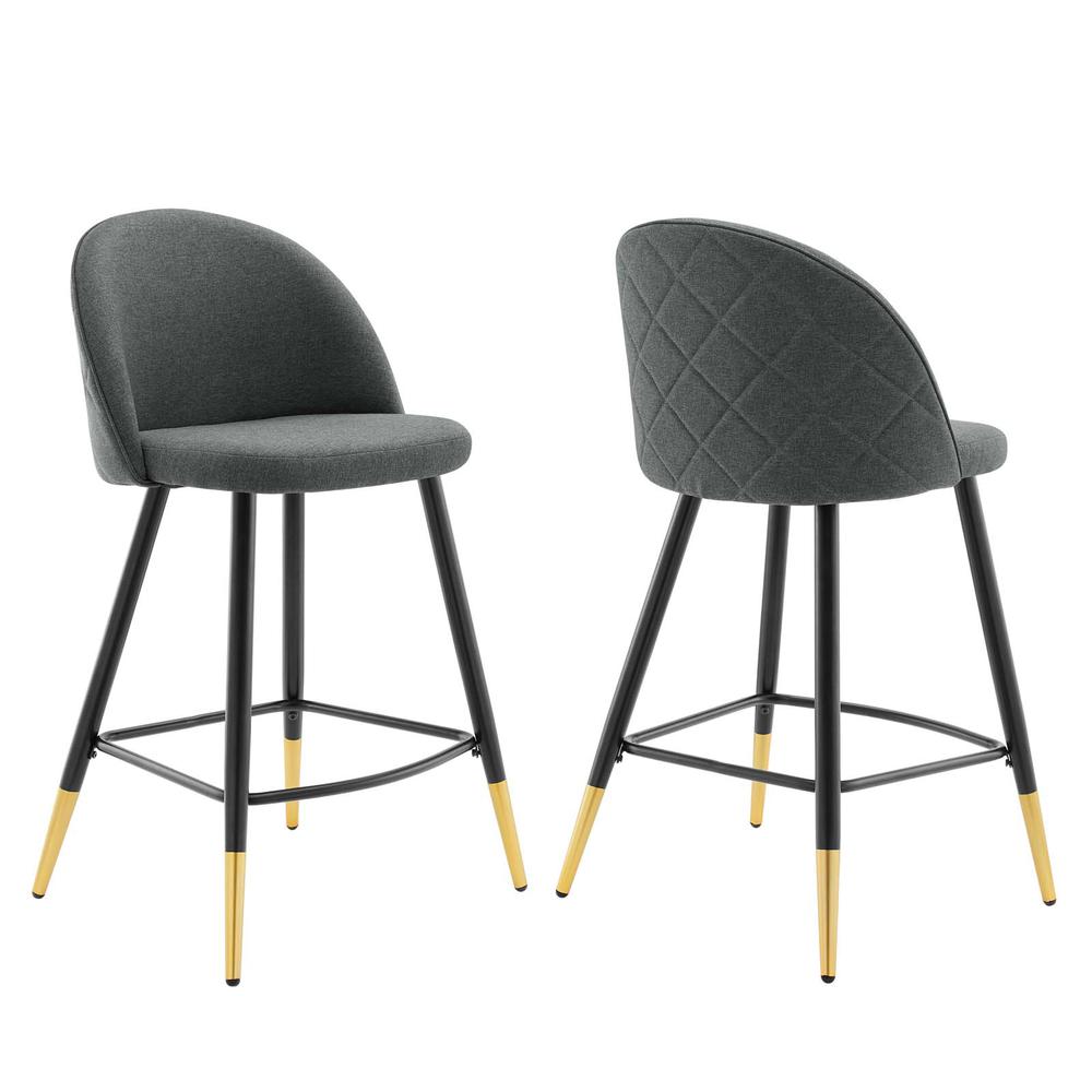 Cordial Fabric Counter Stools - Set of 2 - Gray EEI-4528-GRY. Picture 1