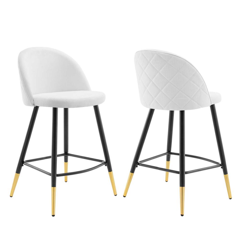Cordial Fabric Counter Stools - Set of 2 - White EEI-4528-WHI. Picture 1