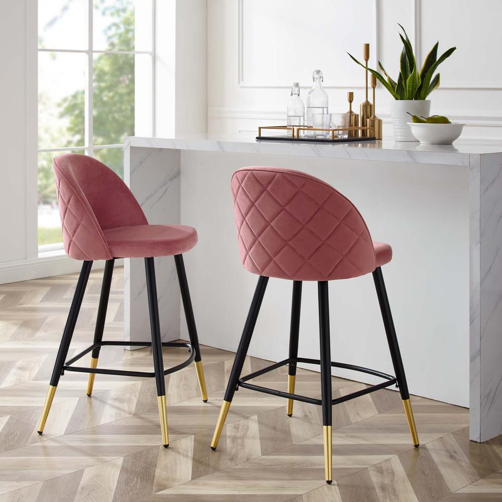Cordial Performance Velvet Counter Stools - Set of 2. Picture 9