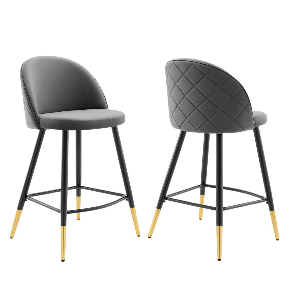 Cordial Performance Velvet Counter Stools - Set of 2 - Gray EEI-4529-GRY. The main picture.