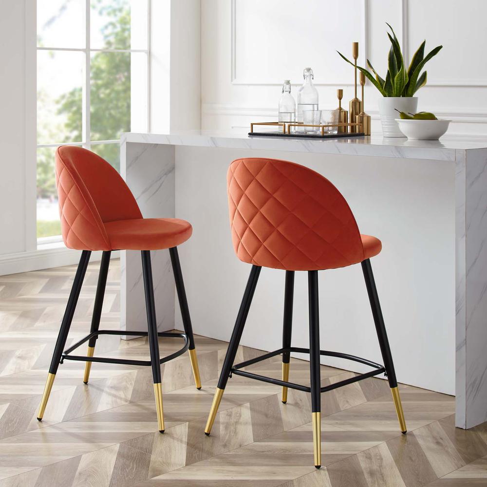 Cordial Performance Velvet Counter Stools - Set of 2. Picture 9