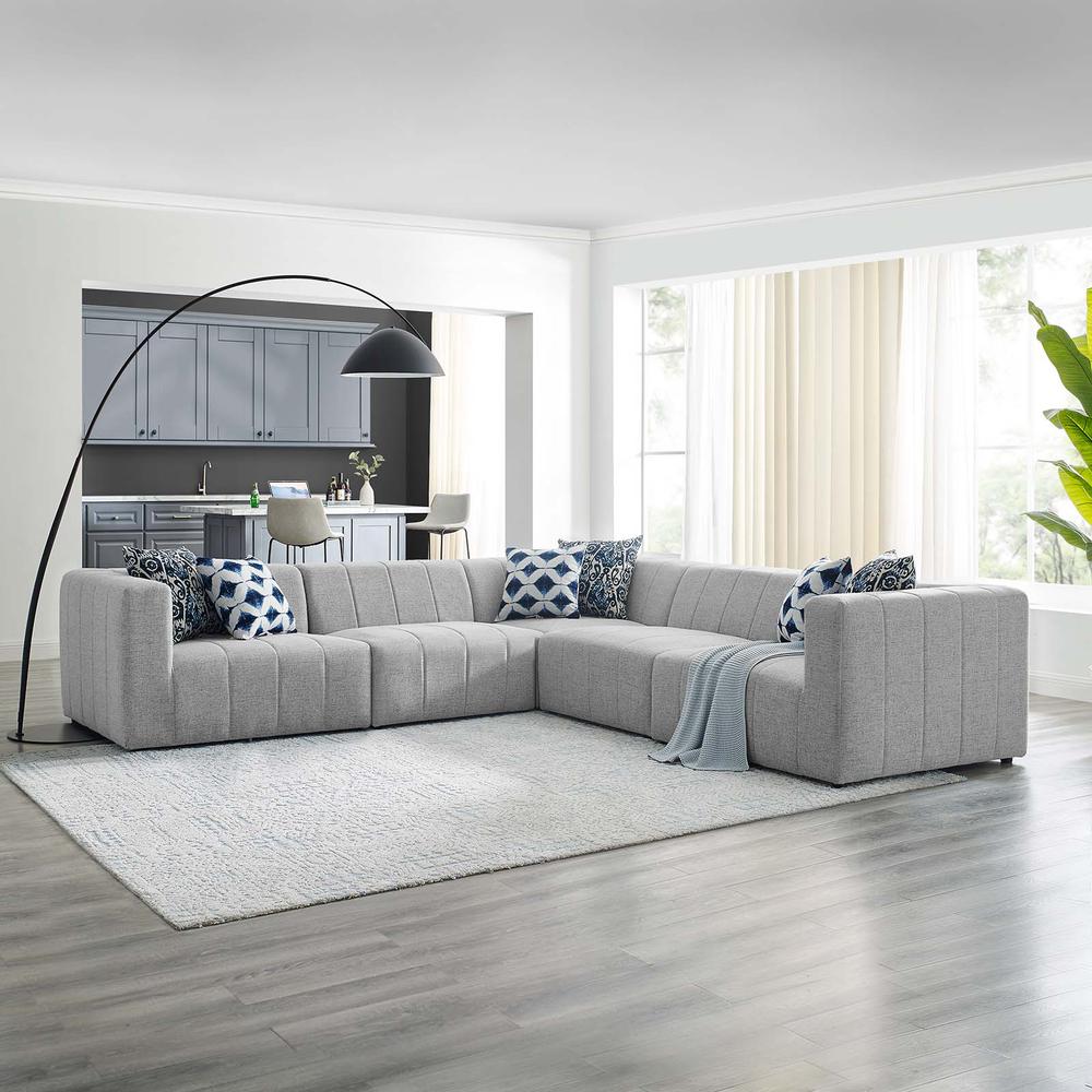 Bartlett Upholstered Fabric 5-Piece Sectional Sofa - Light Gray EEI-4531-LGR. Picture 11