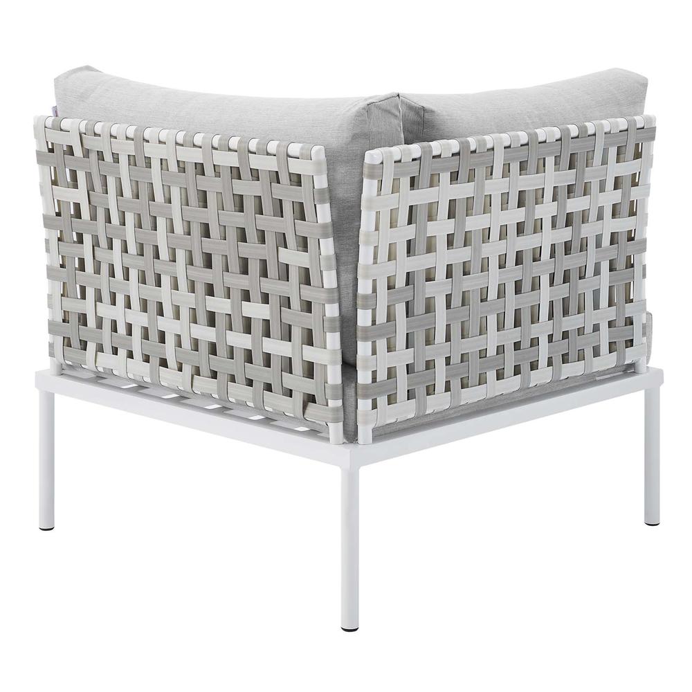 Harmony Sunbrella Basket Weave Outdoor Patio Aluminum Corner Chair. Picture 3