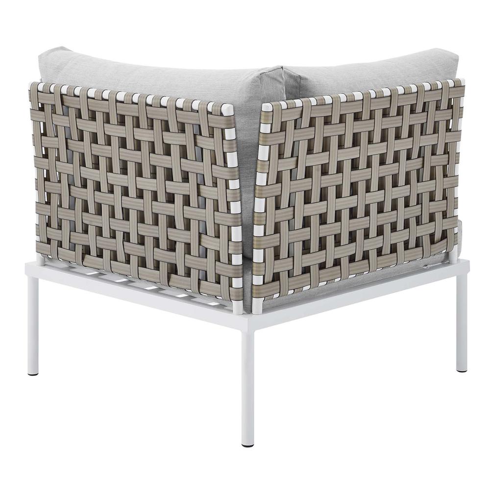 Harmony Sunbrella Basket Weave Outdoor Patio Aluminum Corner Chair. Picture 3