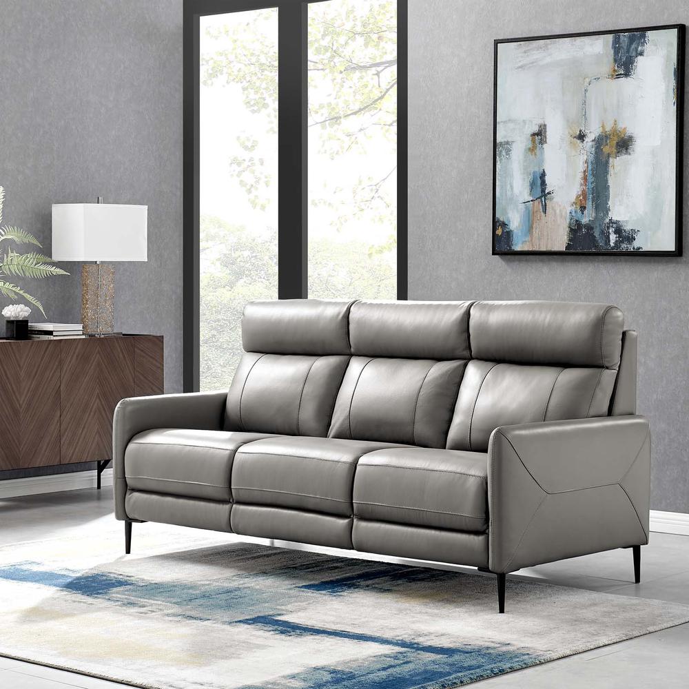 Huxley Leather Sofa - Gray EEI-4561-GRY. Picture 8
