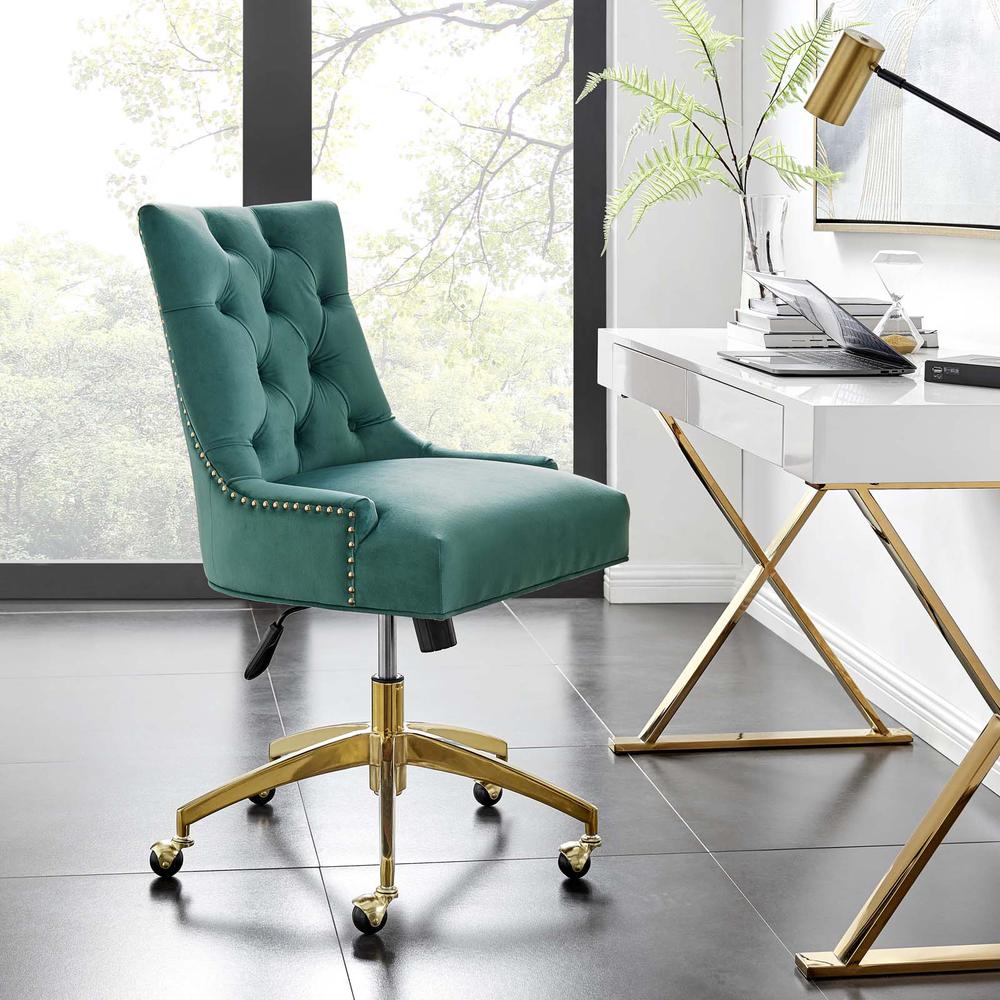 Regent Tufted Performance Velvet Office Chair - Gold Teal EEI-4571-GLD-TEA. Picture 8