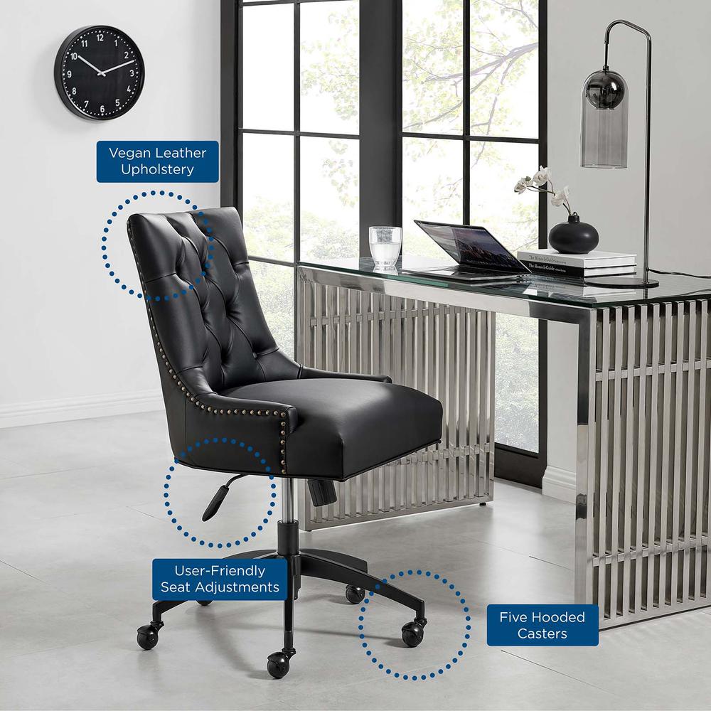 Regent Tufted Vegan Leather Office Chair - Black Black EEI-4573-BLK-BLK. Picture 7