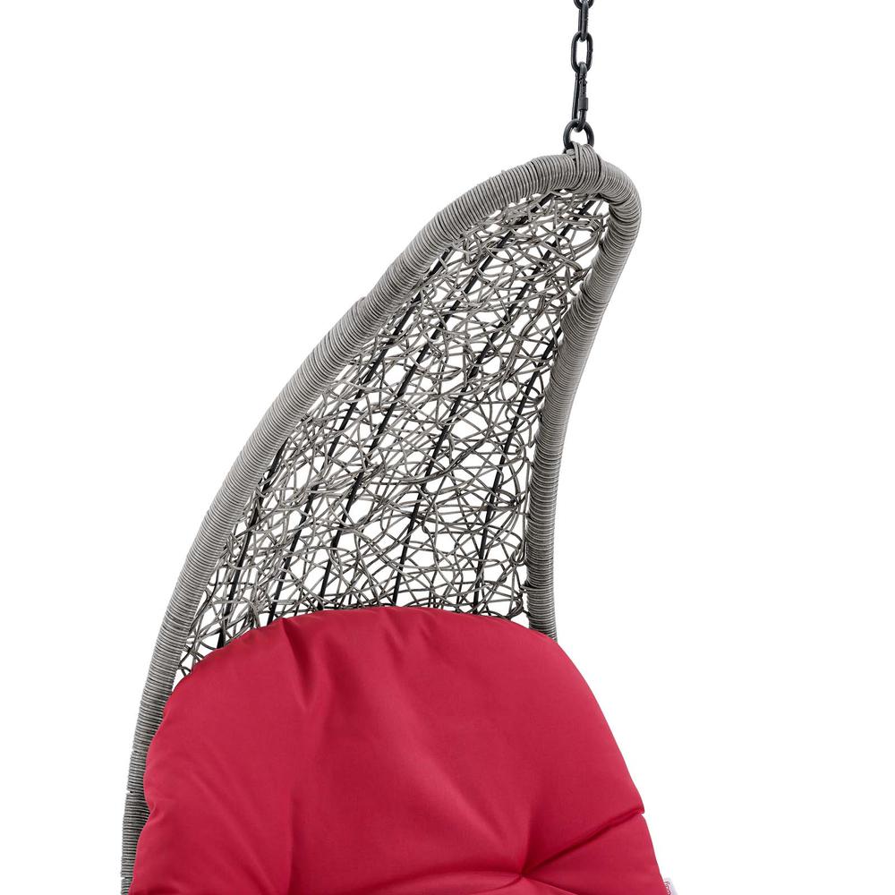 Landscape Outdoor Patio Hanging Chaise Lounge Outdoor Patio Swing Chair - Light Gray Red EEI-4589-LGR-RED. Picture 3